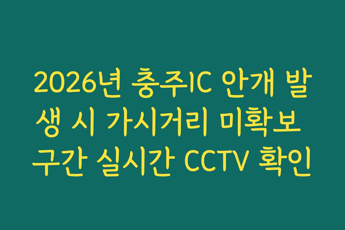 2026년 충주IC 안개 발생 시 가시거리 미확보 구간 실시간 CCTV 확인