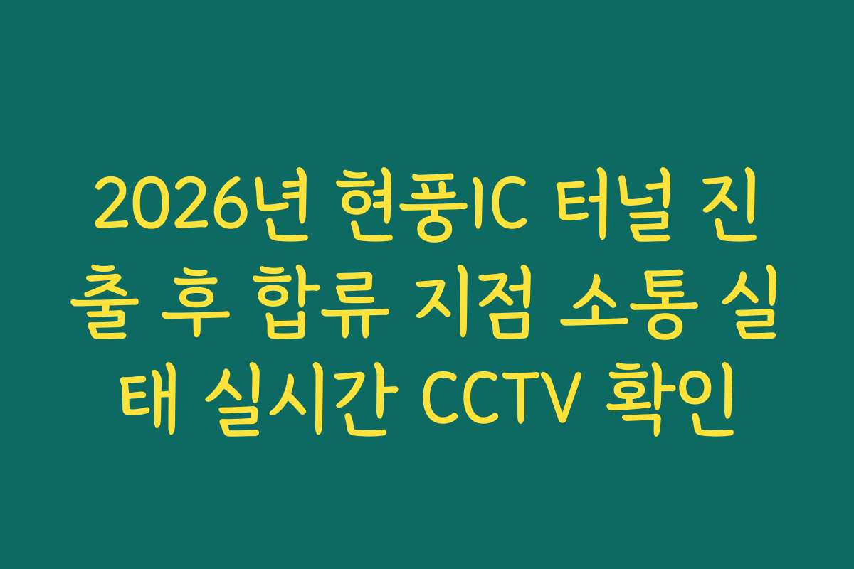 2026년 현풍IC 터널 진출 후 합류 지점 소통 실태 실시간 CCTV 확인