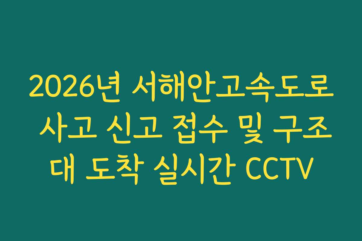 2026년 서해안고속도로 사고 신고 접수 및 구조대 도착 실시간 CCTV