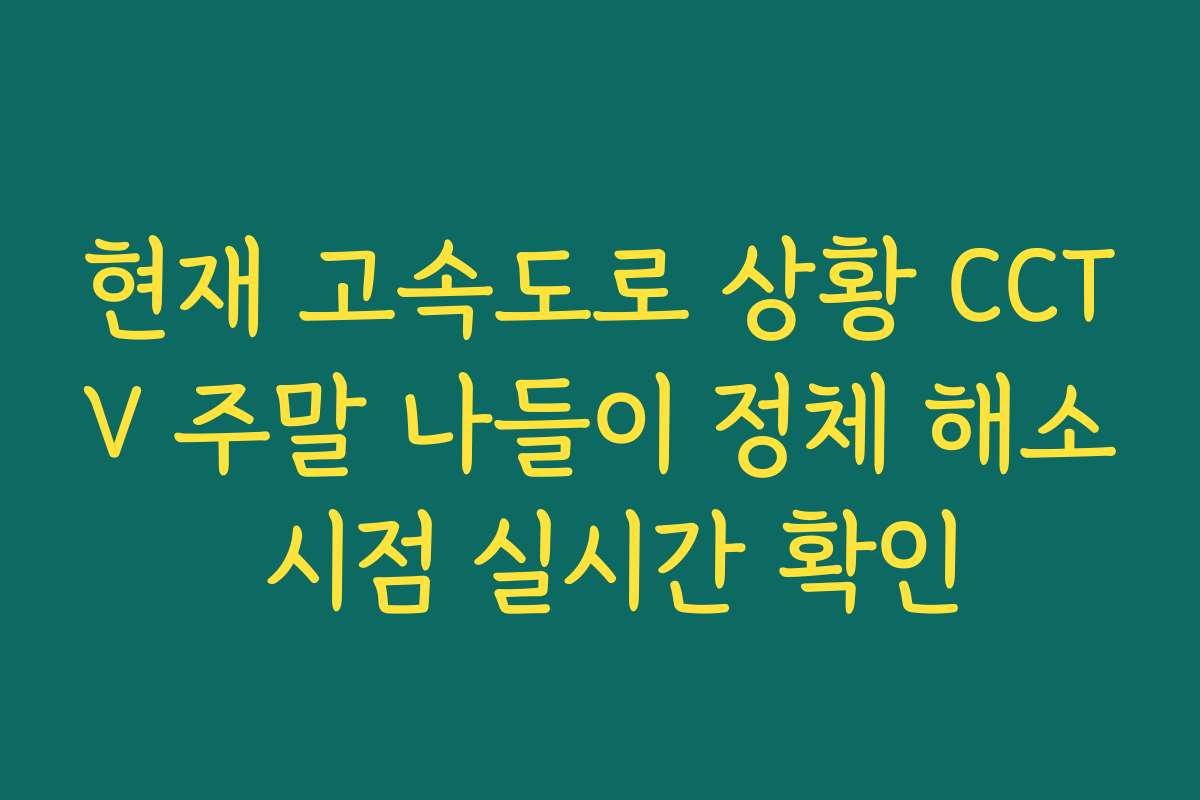 현재 고속도로 상황 CCTV 주말 나들이 정체 해소 시점 실시간 확인