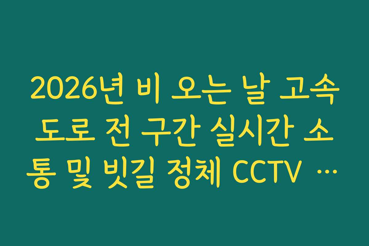 2026년 비 오는 날 고속도로 전 구간 실시간 소통 및 빗길 정체 CCTV 조회