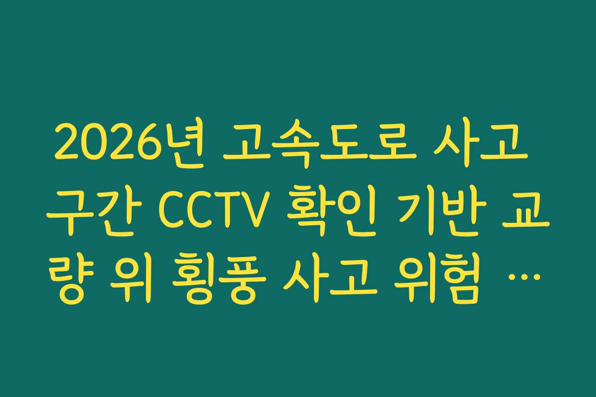 2026년 고속도로 사고 구간 CCTV 확인 기반 교량 위 횡풍 사고 위험 실시간 모니터링