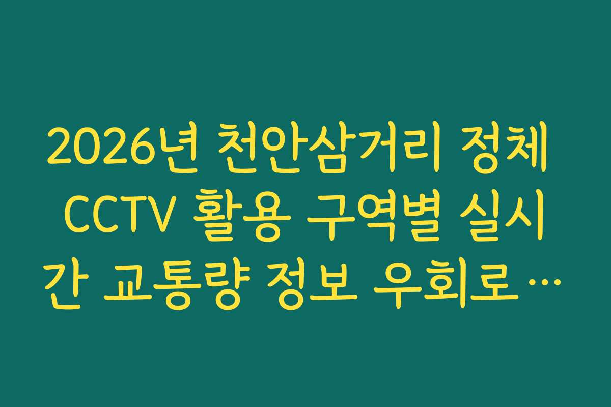 2026년 천안삼거리 정체 CCTV 활용 구역별 실시간 교통량 정보 우회로 분석