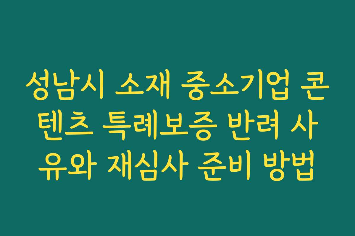 성남시 소재 중소기업 콘텐츠 특례보증 반려 사유와 재심사 준비 방법