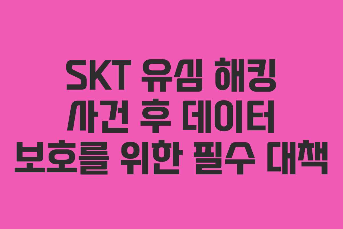 SKT 유심 해킹 사건 후 데이터 보호를 위한 필수 대책