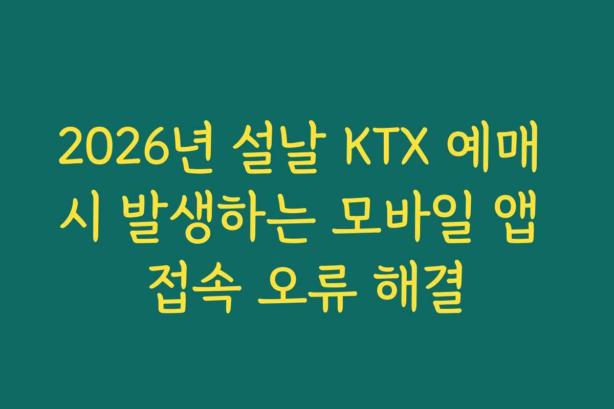 2026년 설날 KTX 예매 시 발생하는 모바일 앱 접속 오류 해결