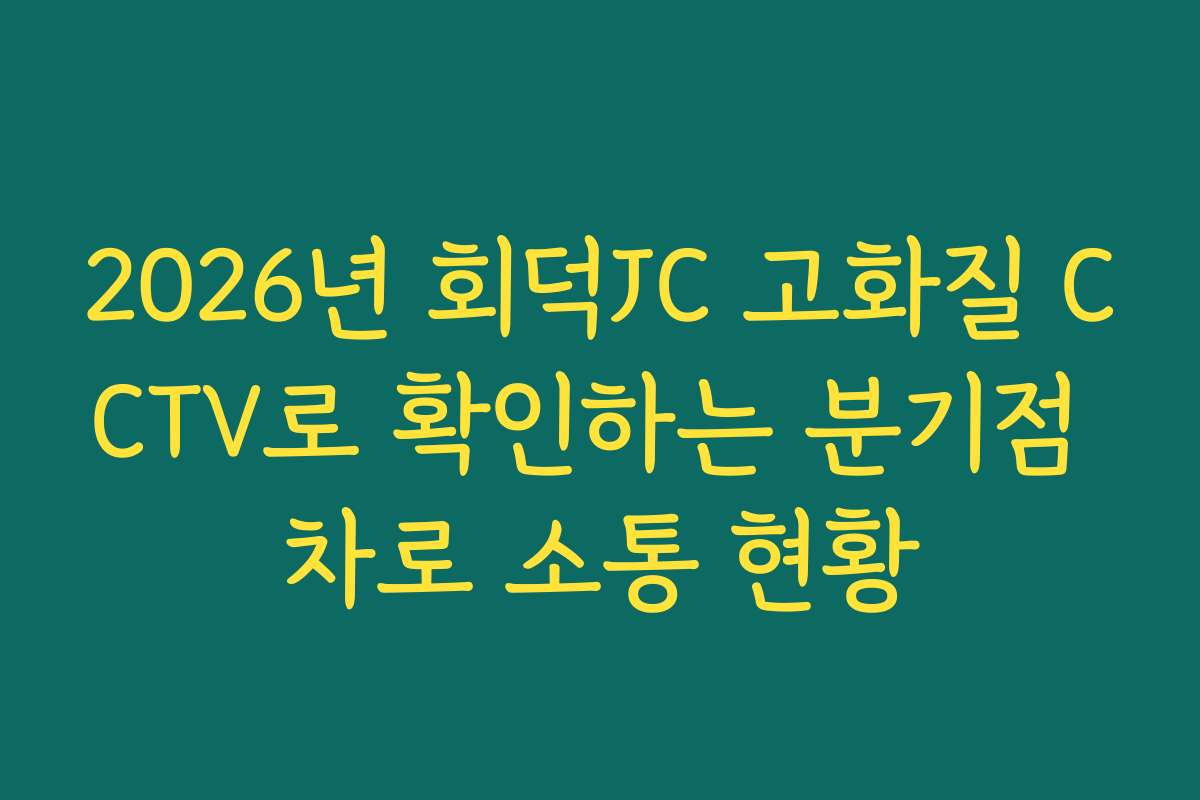 2026년 회덕JC 고화질 CCTV로 확인하는 분기점 차로 소통 현황