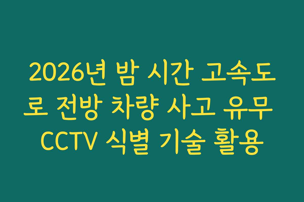 2026년 밤 시간 고속도로 전방 차량 사고 유무 CCTV 식별 기술 활용