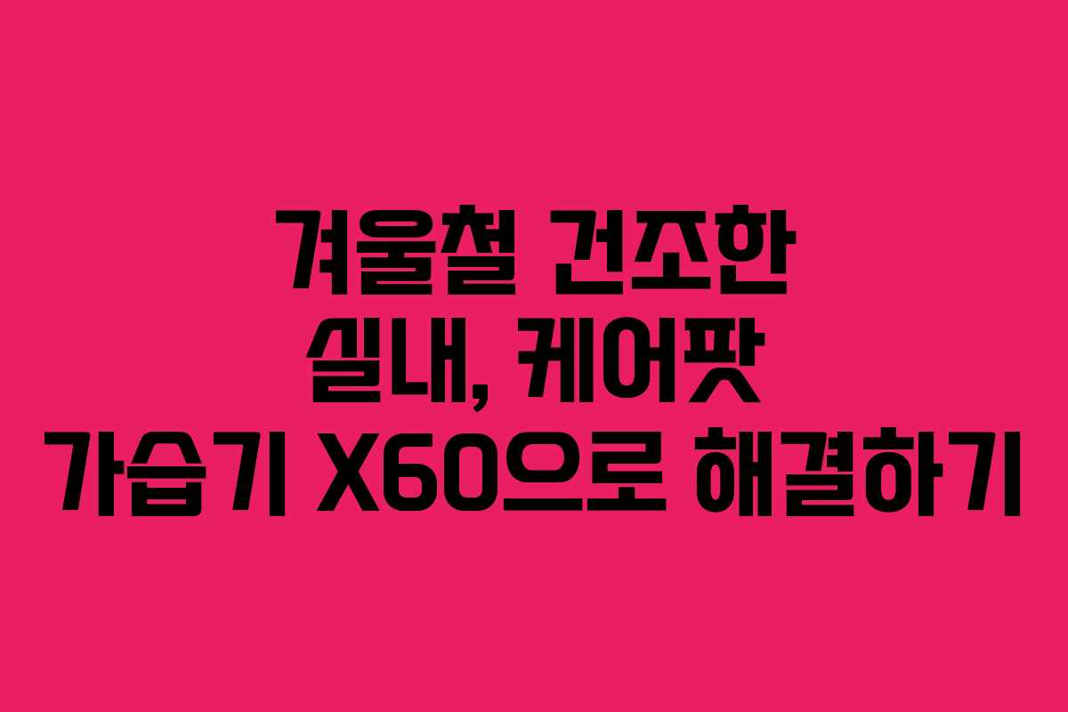 겨울철 건조한 실내, 케어팟 가습기 X60으로 해결하기