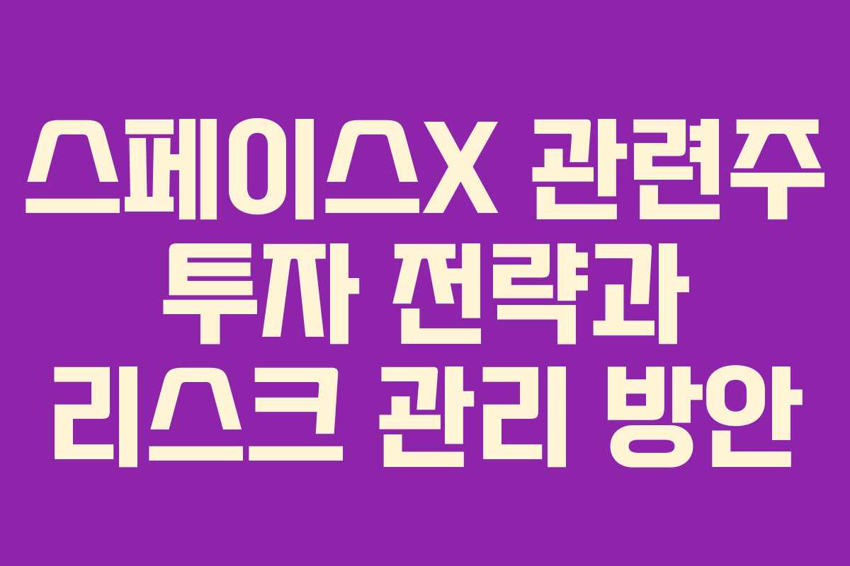 스페이스X 관련주 투자 전략과 리스크 관리 방안