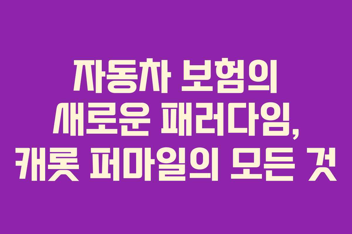 자동차 보험의 새로운 패러다임, 캐롯 퍼마일의 모든 것