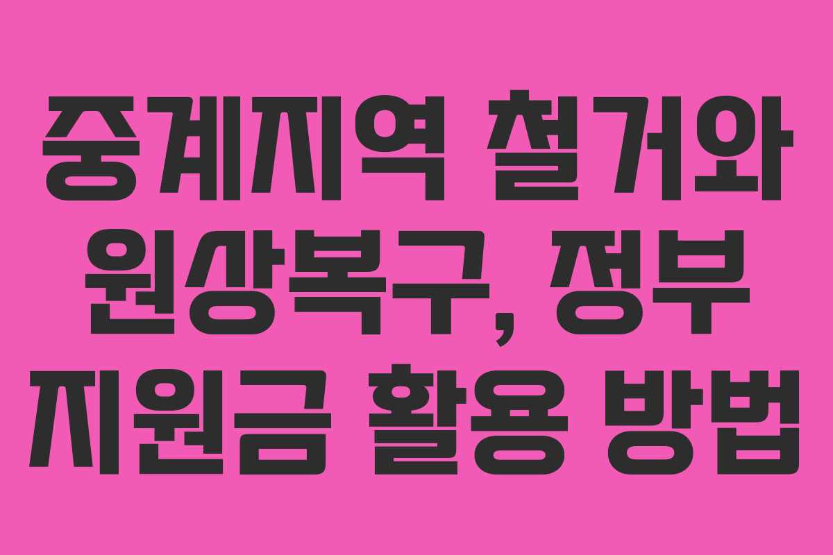 중계지역 철거와 원상복구, 정부 지원금 활용 방법