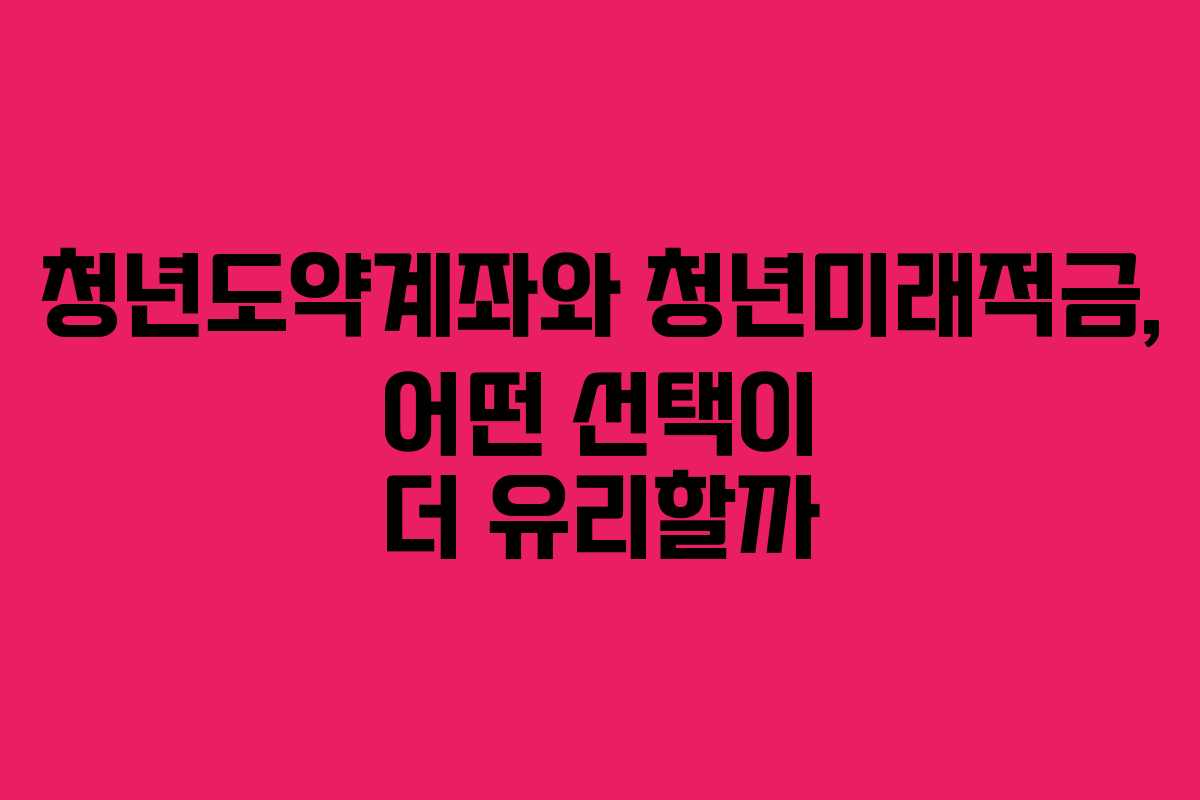 청년도약계좌와 청년미래적금, 어떤 선택이 더 유리할까