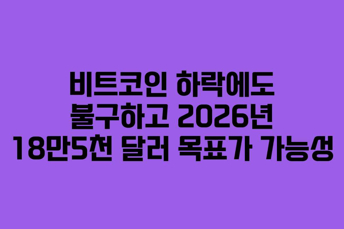 비트코인 하락에도 불구하고 2026년 18만5천 달러 목표가 가능성