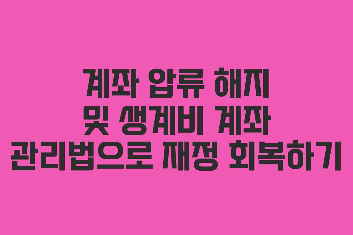 계좌 압류 해지 및 생계비 계좌 관리법으로 재정 회복하기