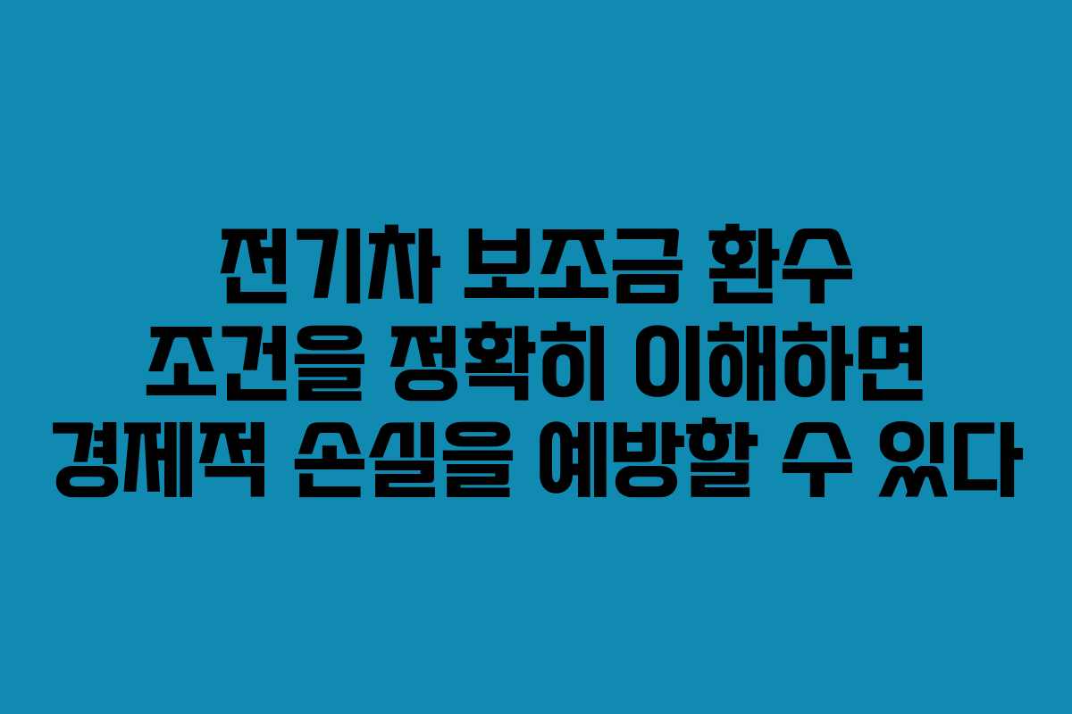 전기차 보조금 환수 조건을 정확히 이해하면 경제적 손실을 예방할 수 있다