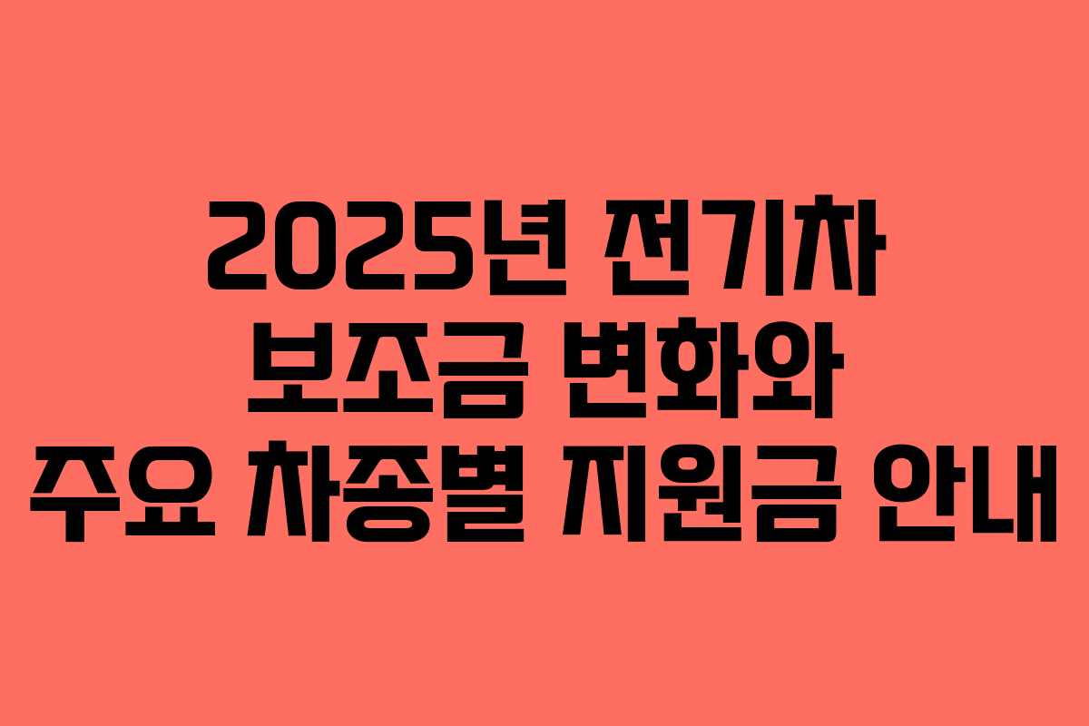 2025년 전기차 보조금 변화와 주요 차종별 지원금 안내