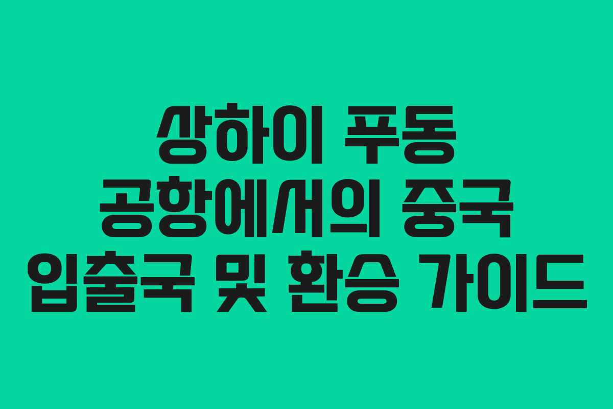 상하이 푸동 공항에서의 중국 입출국 및 환승 가이드