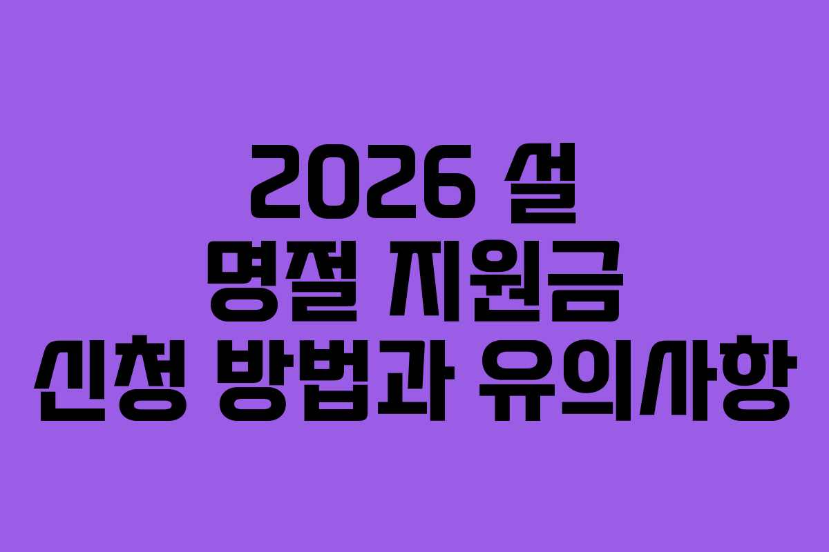 2026 설 명절 지원금 신청 방법과 유의사항