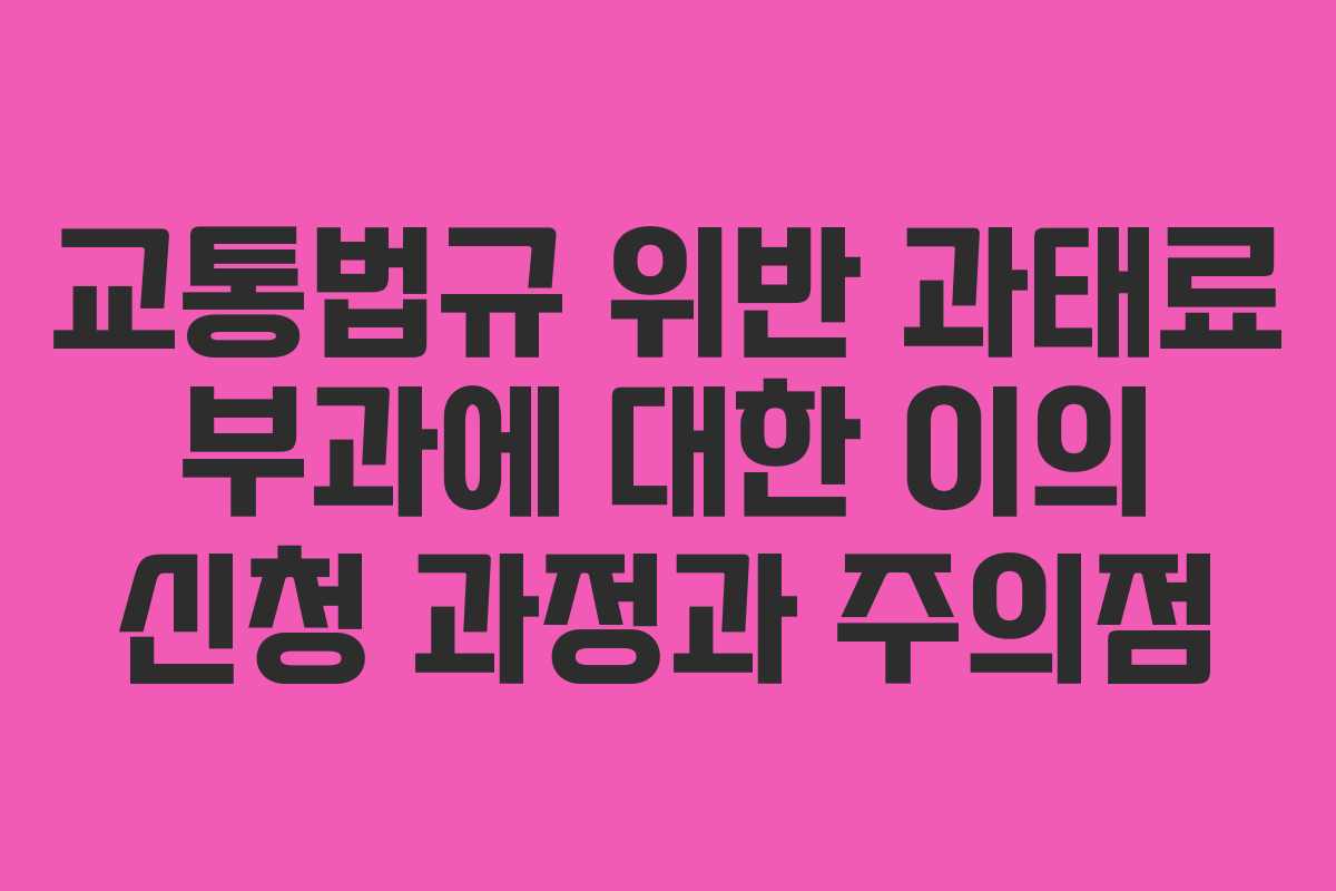 교통법규 위반 과태료 부과에 대한 이의 신청 과정과 주의점