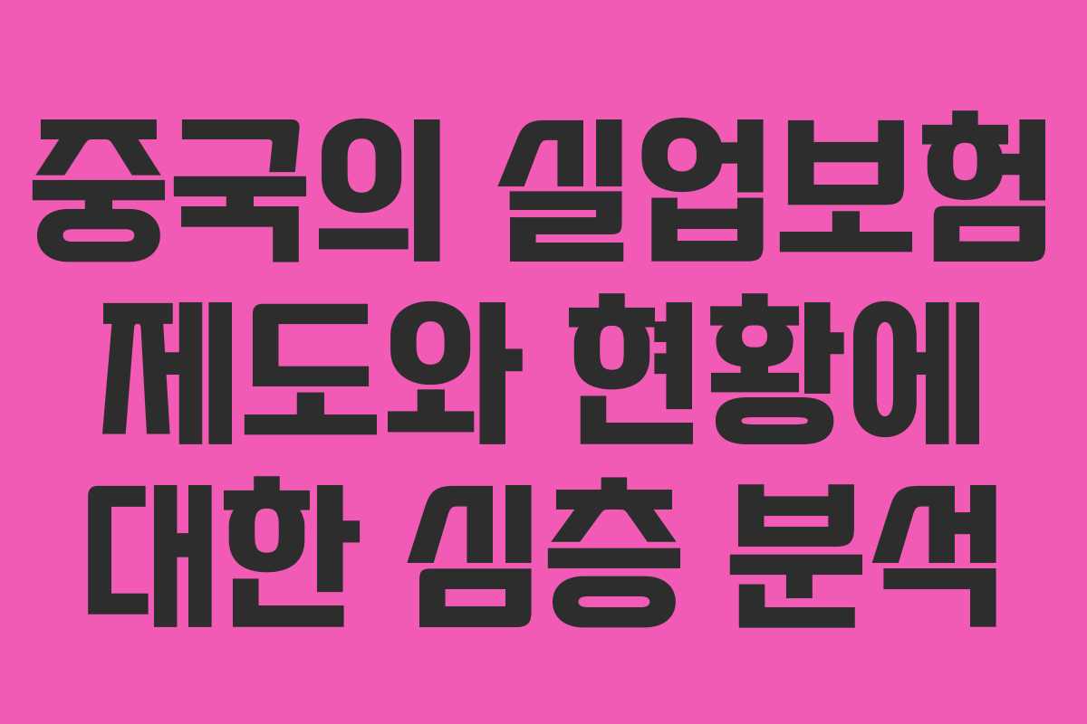 중국의 실업보험 제도와 현황에 대한 심층 분석