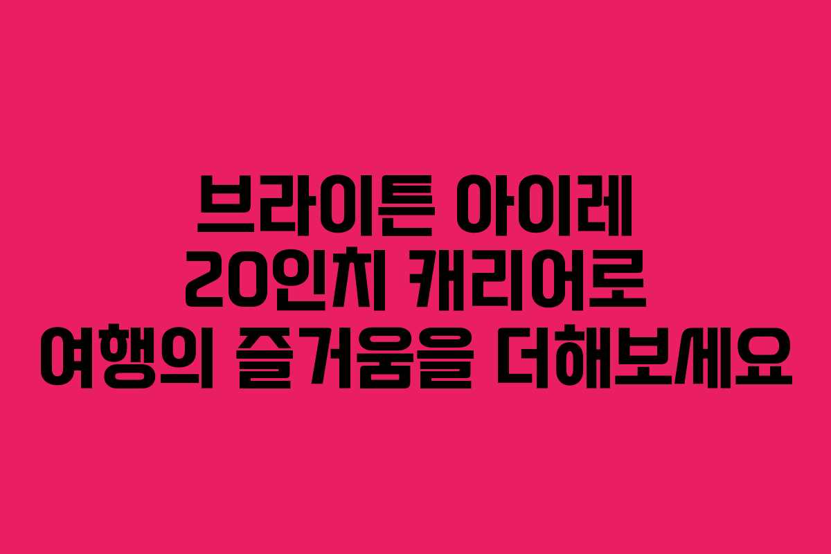 브라이튼 아이레 20인치 캐리어로 여행의 즐거움을 더해보세요