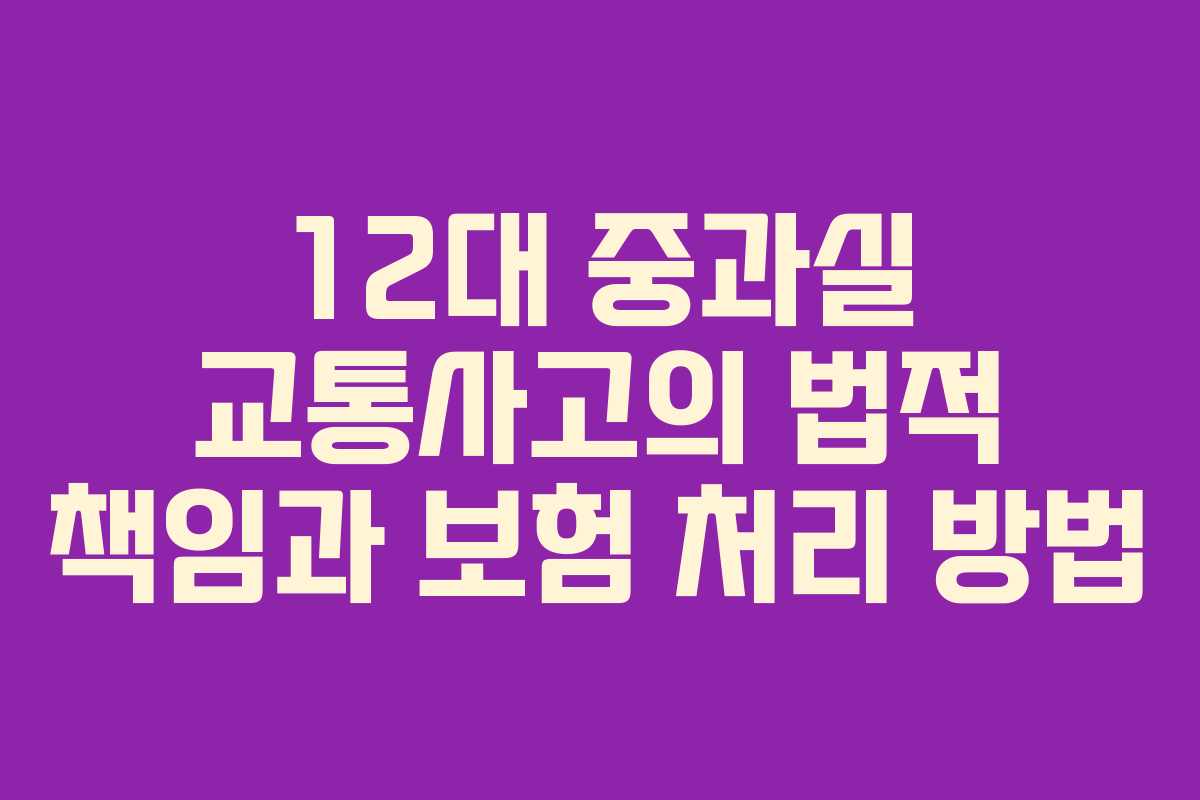 12대 중과실 교통사고의 법적 책임과 보험 처리 방법
