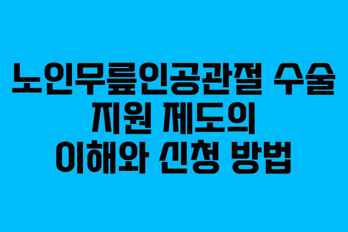 노인무릎인공관절 수술 지원 제도의 이해와 신청 방법