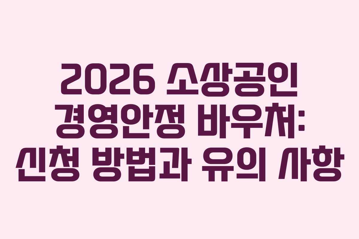 2026 소상공인 경영안정 바우처: 신청 방법과 유의 사항