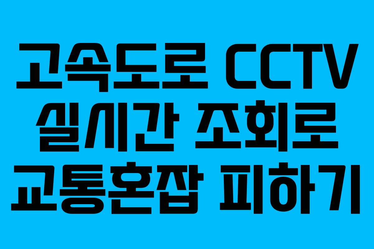 고속도로 CCTV 실시간 조회로 교통혼잡 피하기