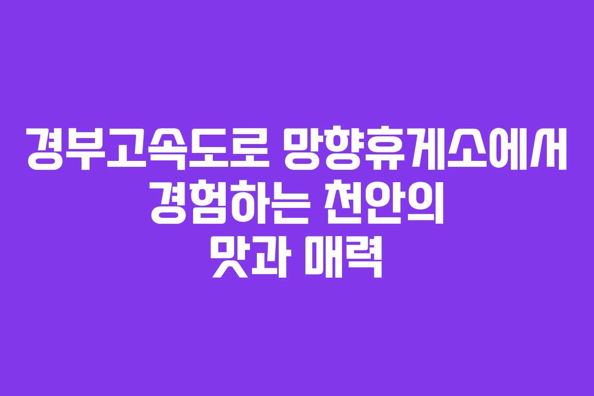 경부고속도로 망향휴게소에서 경험하는 천안의 맛과 매력