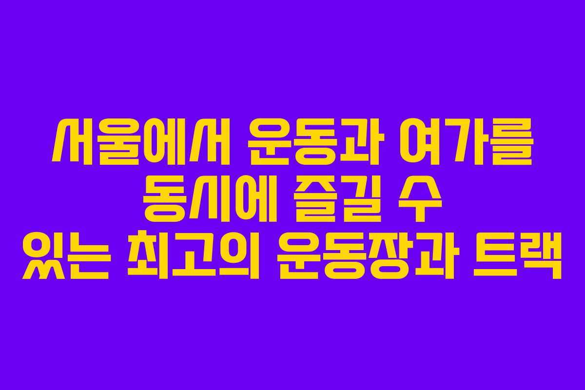 서울에서 운동과 여가를 동시에 즐길 수 있는 최고의 운동장과 트랙