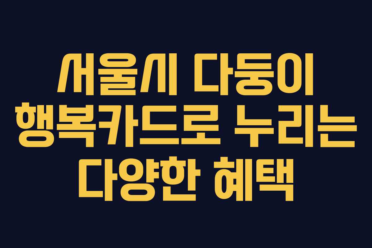 서울시 다둥이 행복카드로 누리는 다양한 혜택