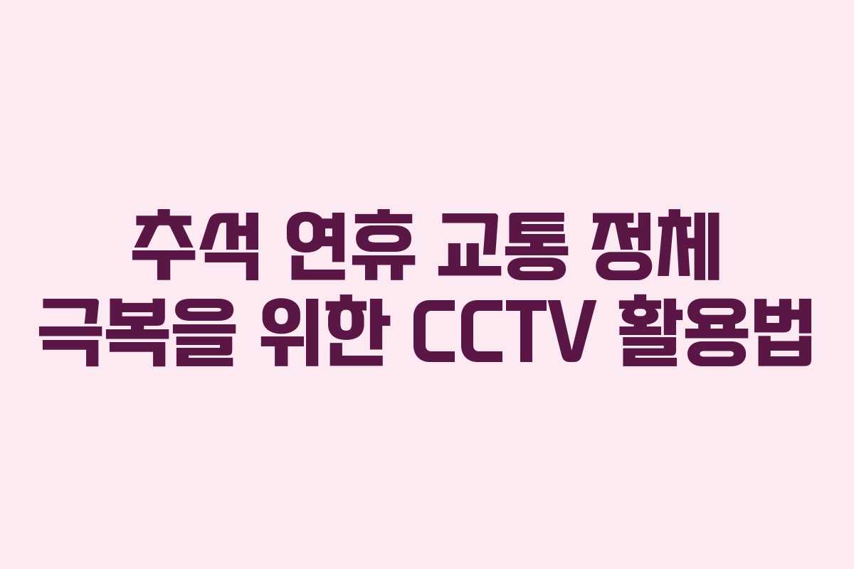 추석 연휴 교통 정체 극복을 위한 CCTV 활용법
