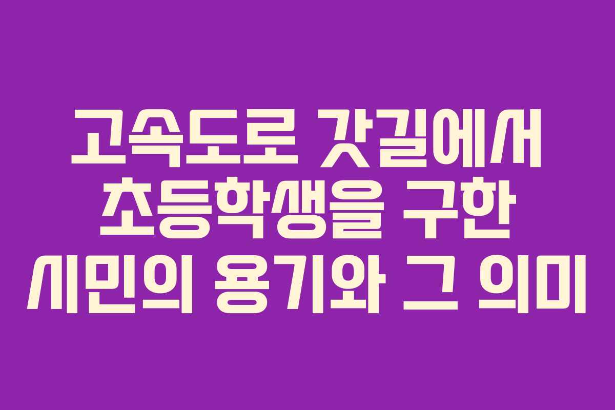 고속도로 갓길에서 초등학생을 구한 시민의 용기와 그 의미