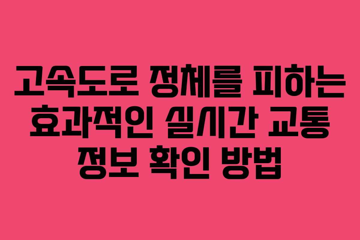 고속도로 정체를 피하는 효과적인 실시간 교통 정보 확인 방법