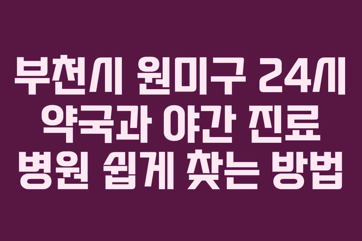 부천시 원미구 24시 약국과 야간 진료 병원 쉽게 찾는 방법