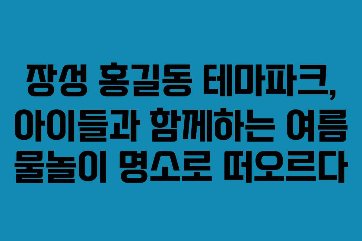 장성 홍길동 테마파크, 아이들과 함께하는 여름 물놀이 명소로 떠오르다