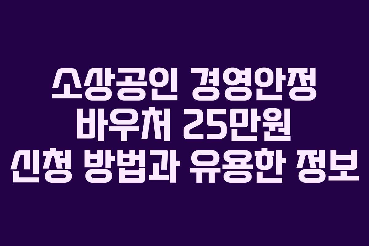 소상공인 경영안정 바우처 25만원 신청 방법과 유용한 정보