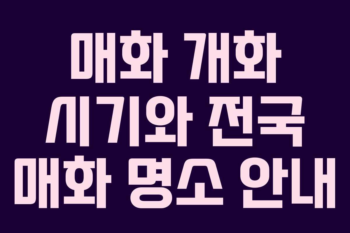 매화 개화 시기와 전국 매화 명소 안내