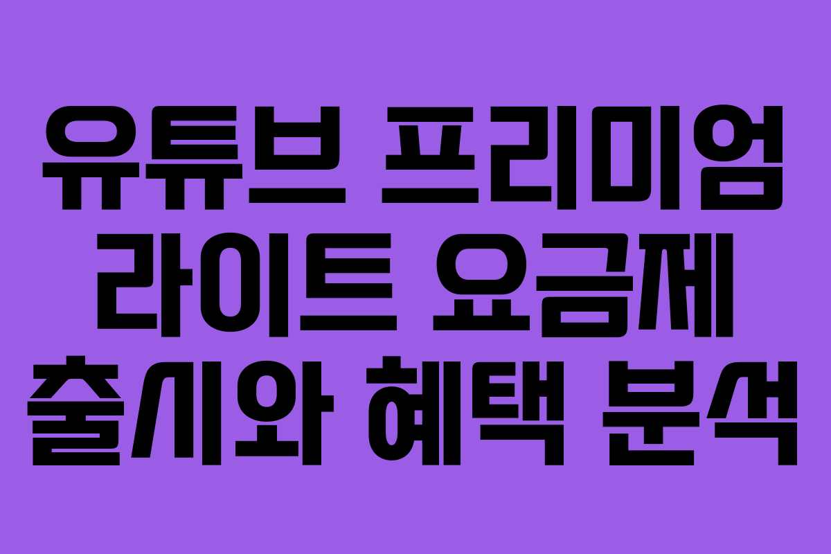 유튜브 프리미엄 라이트 요금제 출시와 혜택 분석