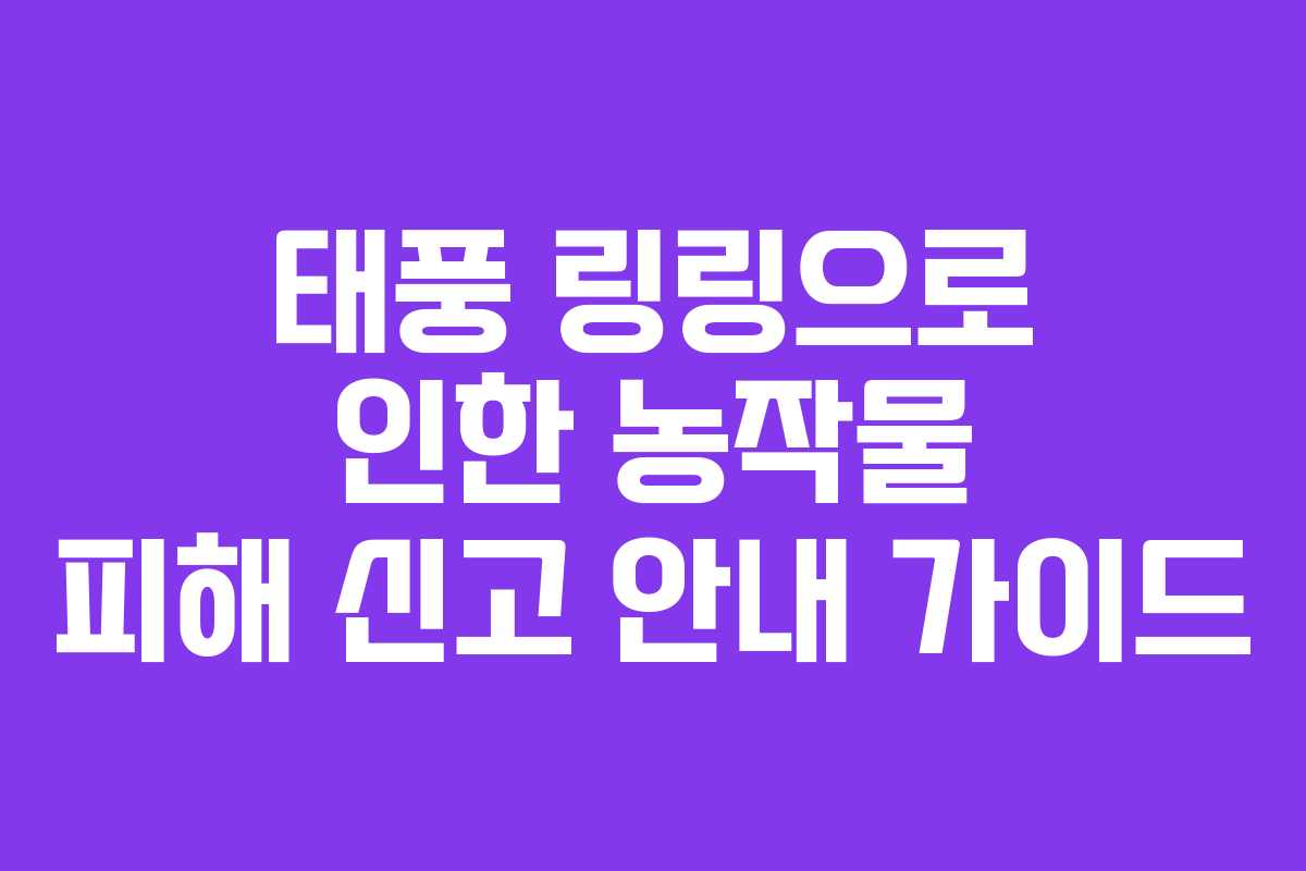 태풍 링링으로 인한 농작물 피해 신고 안내 가이드