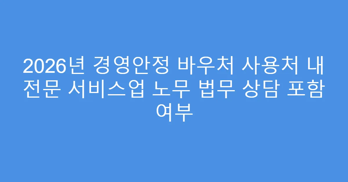 2026년 경영안정 바우처 사용처 내 전문 서비스업 노무 법무 상담 포함 여부