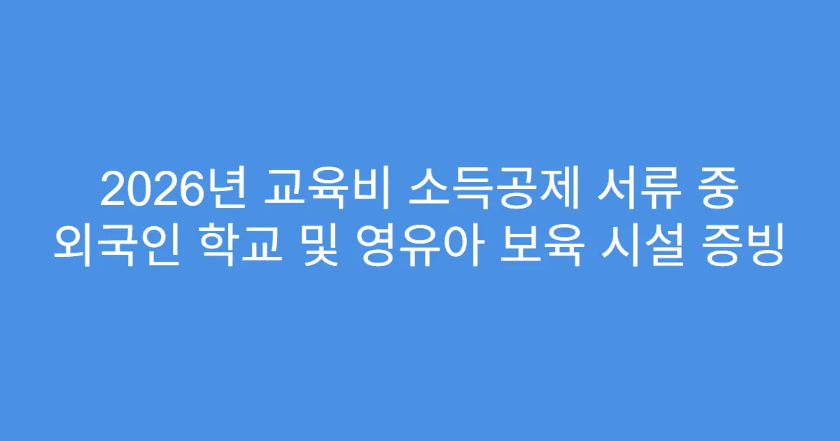 2026년 교육비 소득공제 서류 중 외국인 학교 및 영유아 보육 시설 증빙