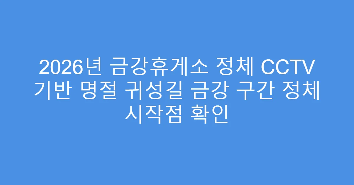 2026년 금강휴게소 정체 CCTV 기반 명절 귀성길 금강 구간 정체 시작점 확인