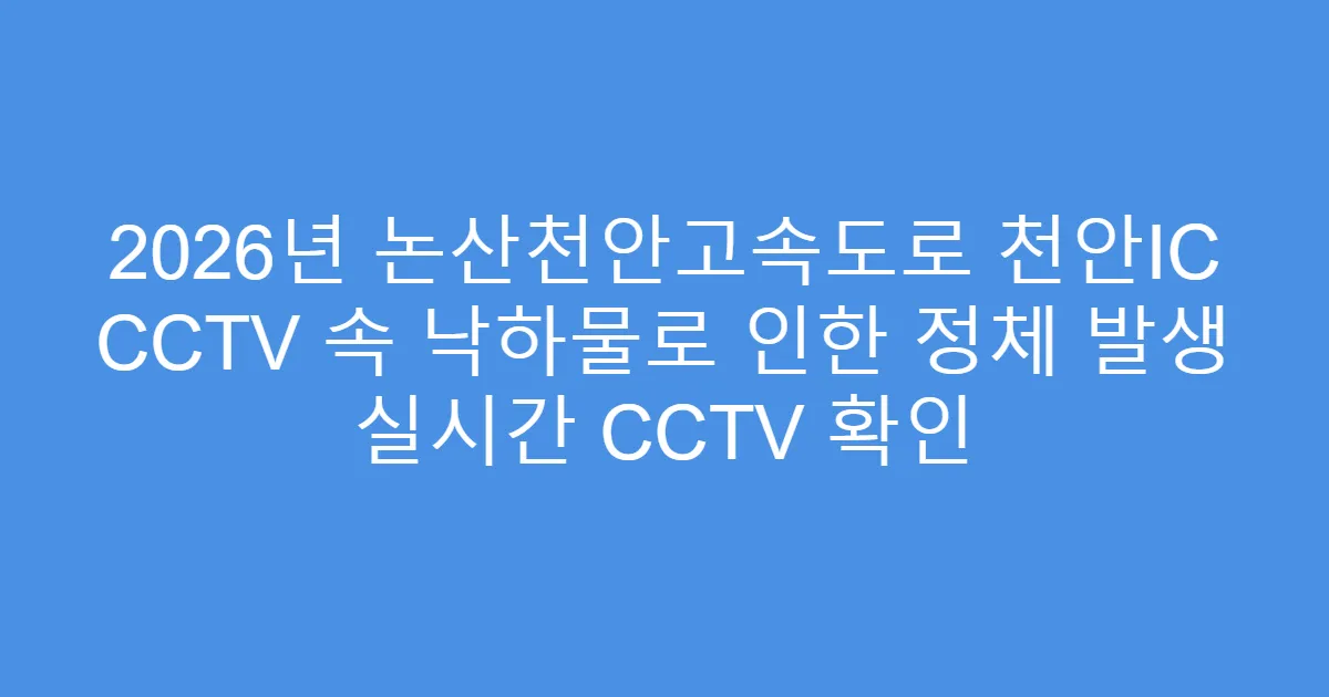 2026년 논산천안고속도로 천안IC CCTV 속 낙하물로 인한 정체 발생 실시간 CCTV 확인