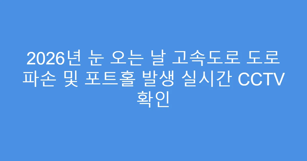 2026년 눈 오는 날 고속도로 도로 파손 및 포트홀 발생 실시간 CCTV 확인