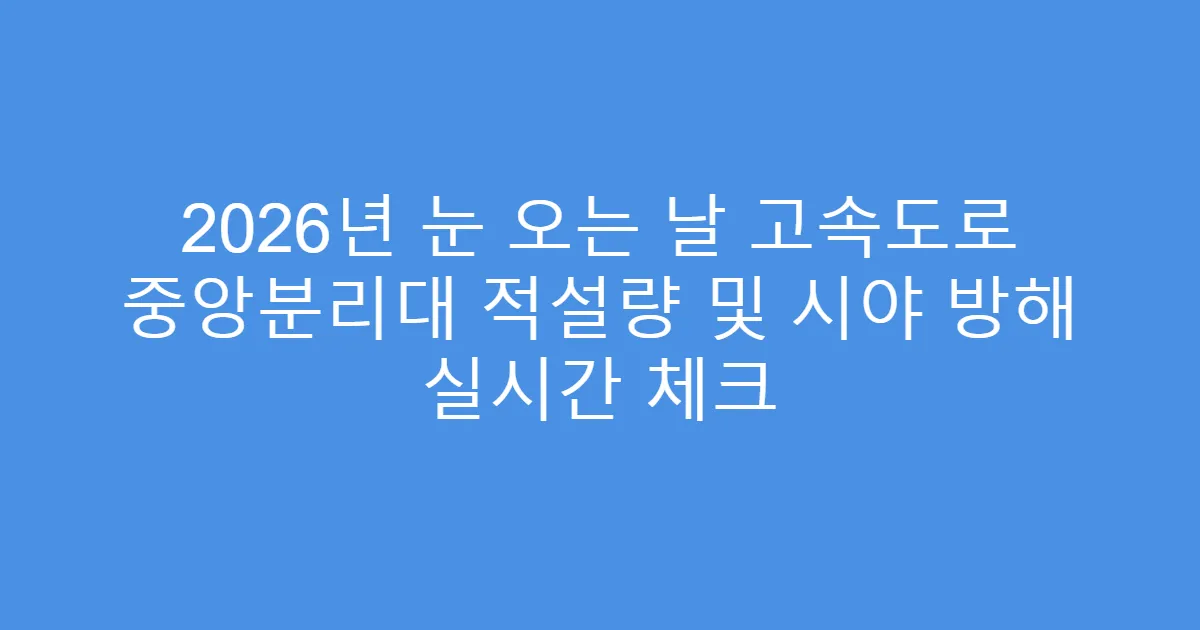 2026년 눈 오는 날 고속도로 중앙분리대 적설량 및 시야 방해 실시간 체크