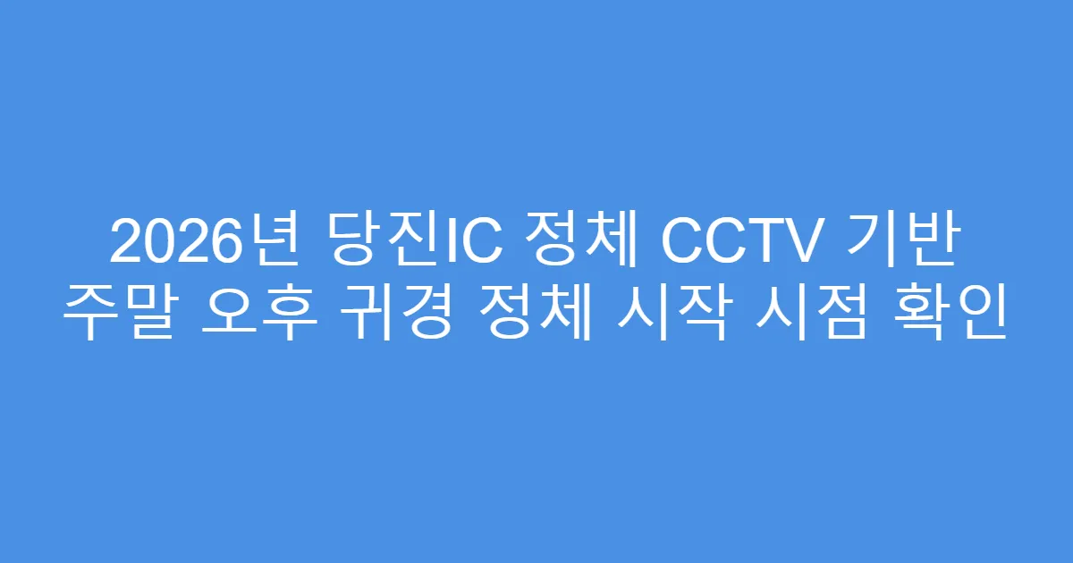 2026년 당진IC 정체 CCTV 기반 주말 오후 귀경 정체 시작 시점 확인