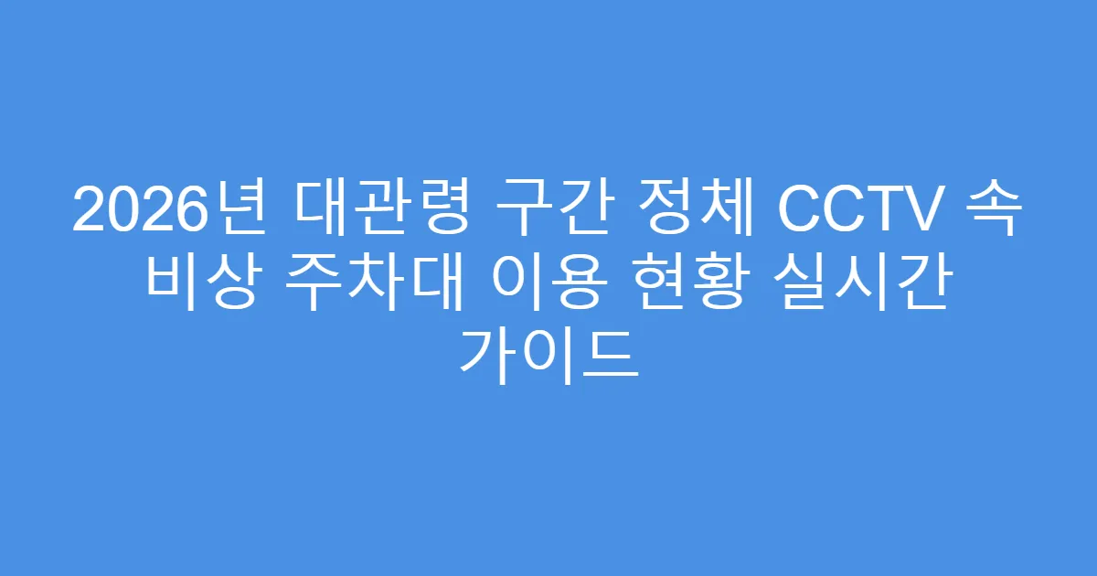 2026년 대관령 구간 정체 CCTV 속 비상 주차대 이용 현황 실시간 가이드
